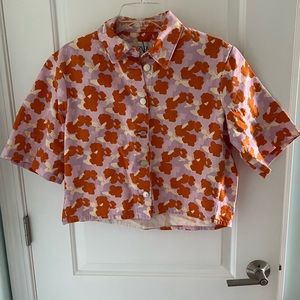 ZARA The Connie Denim Floral Shirt Jacket